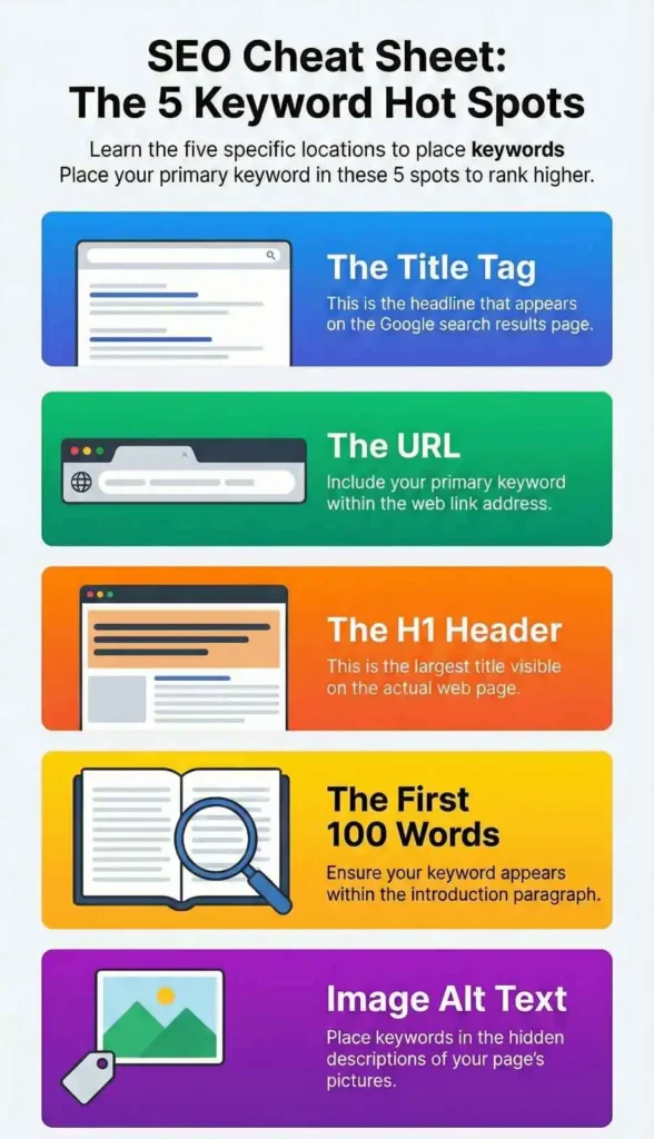  Visual Breakdown of SEO cheat sheet 5 Hot Spots