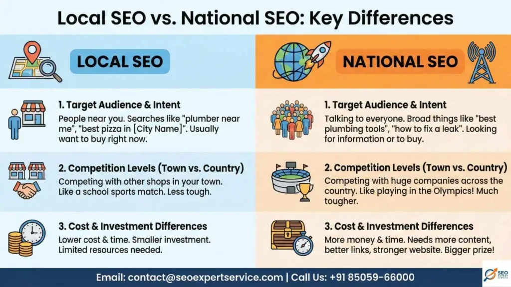 What is the Difference Local SEO vs. National SEO