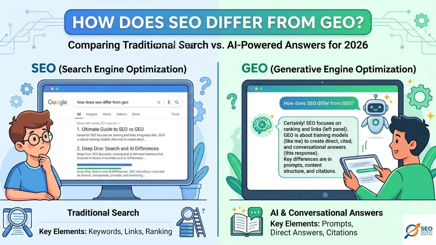 how does seo differ from geo​
